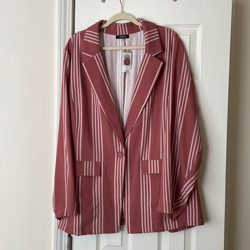 Torrid Rose Stripe Boyfriend Blazer